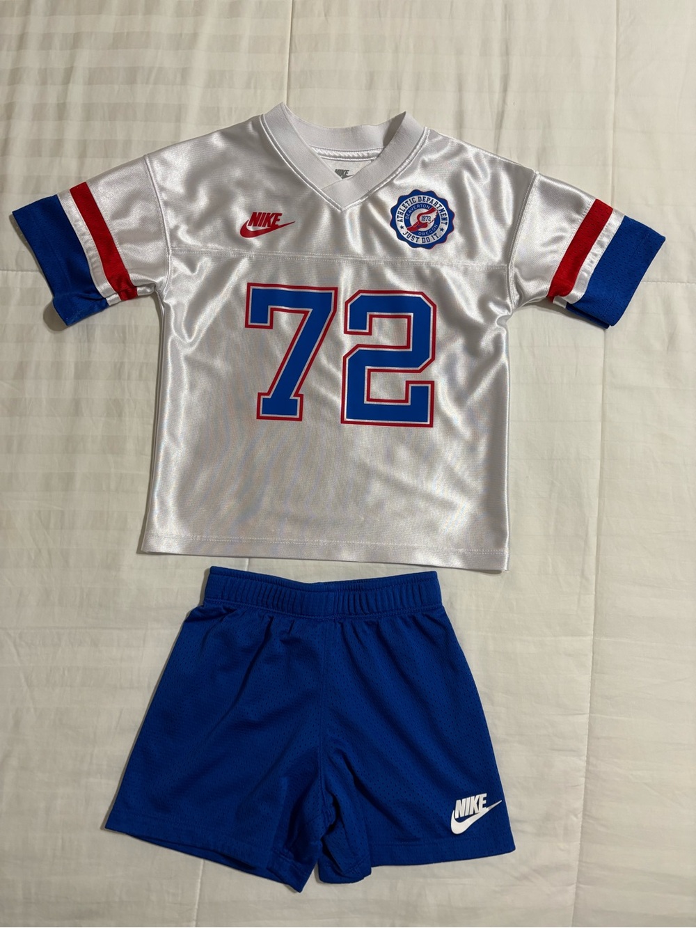 Nike Dri-Fit White, Blue & Red Kids Athletic Jersey Set